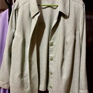 Jaclyn Smith Sage Green Button-Front Relaxed Jacket